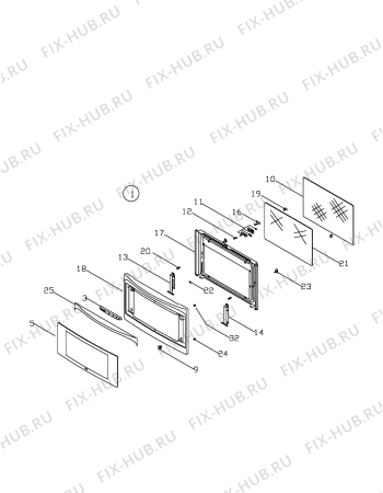 Взрыв-схема плиты (духовки) Electrolux EKM6530 - Схема узла Door 003